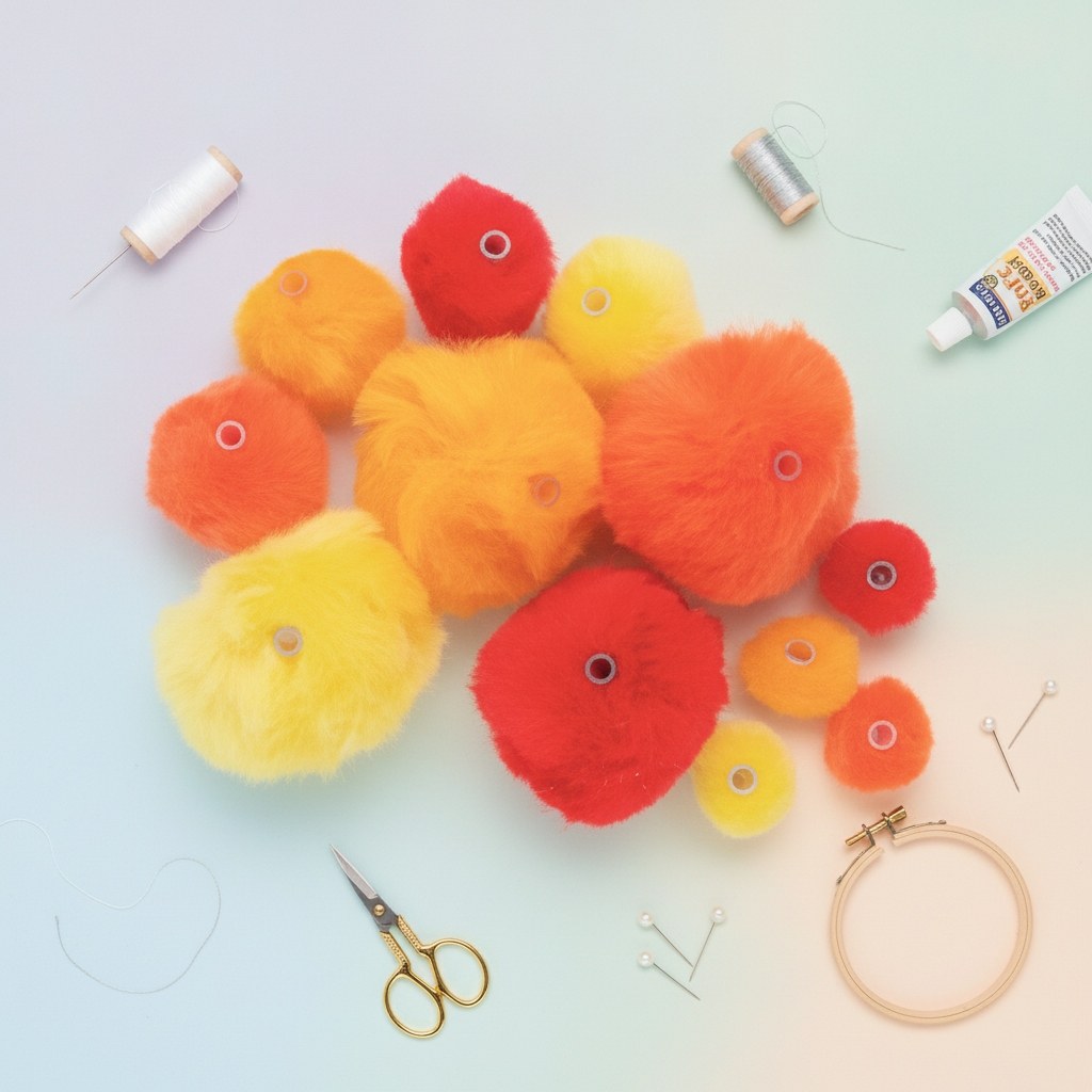 Acryl Pompons mit Öse ca 45 Stk. rot mix - Kidis Art