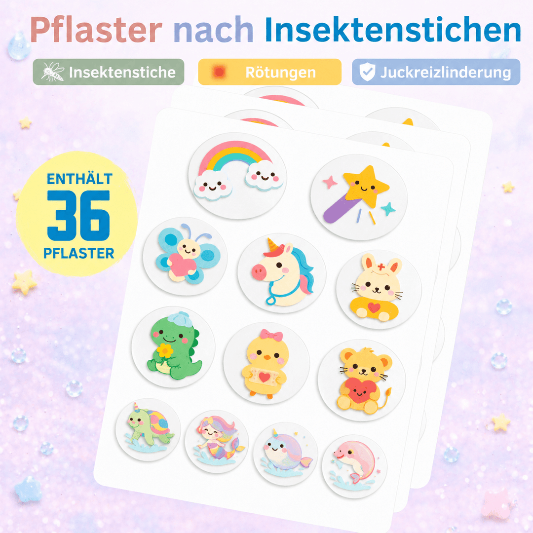 After-Mückenstich Pflaster | 36 Hydrokolloid-Patches - Kidis Art