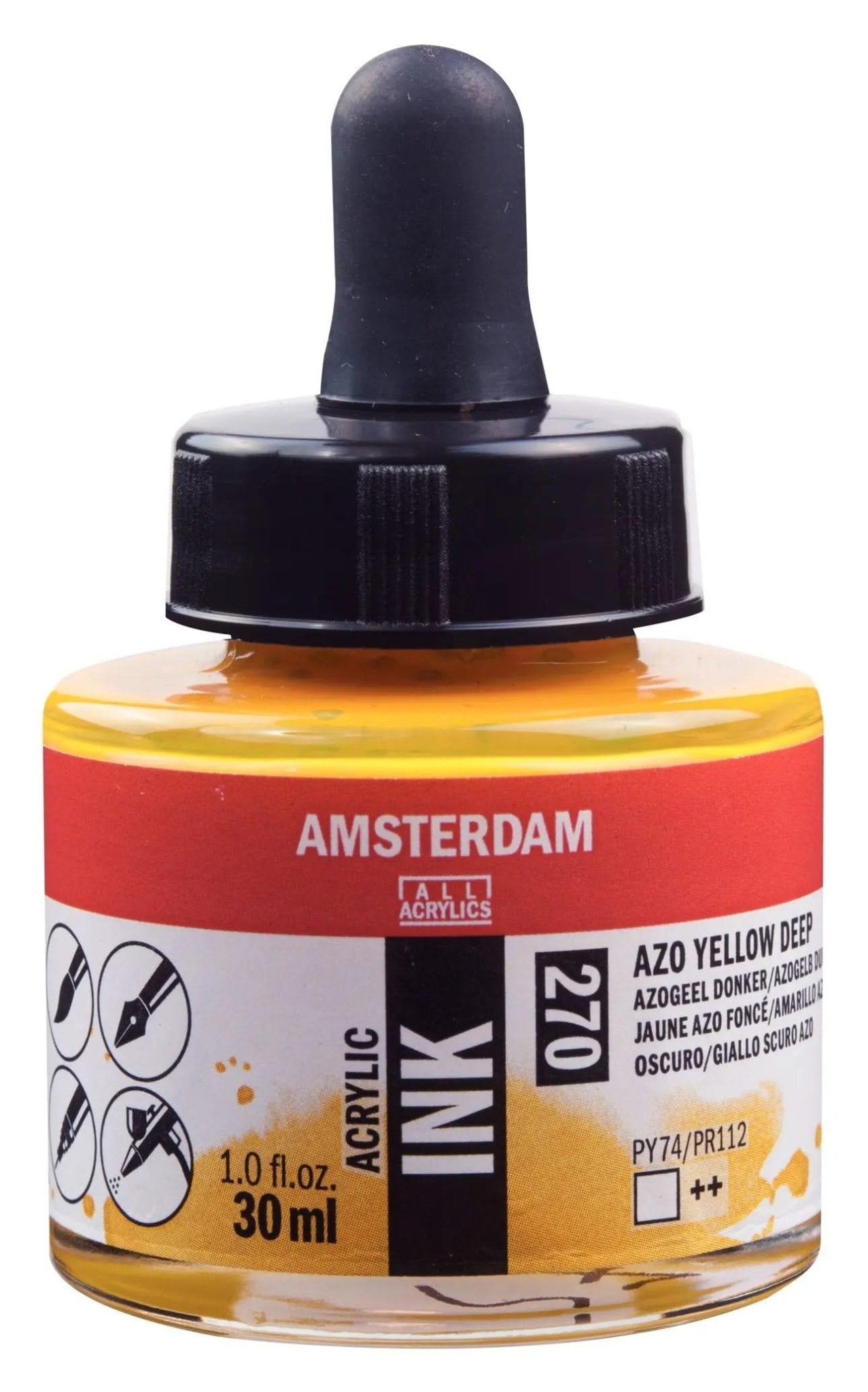 Amsterdam Acrylic Tinte Flasche 30 ml Azogelb Dunkel 270 - Kidis Art