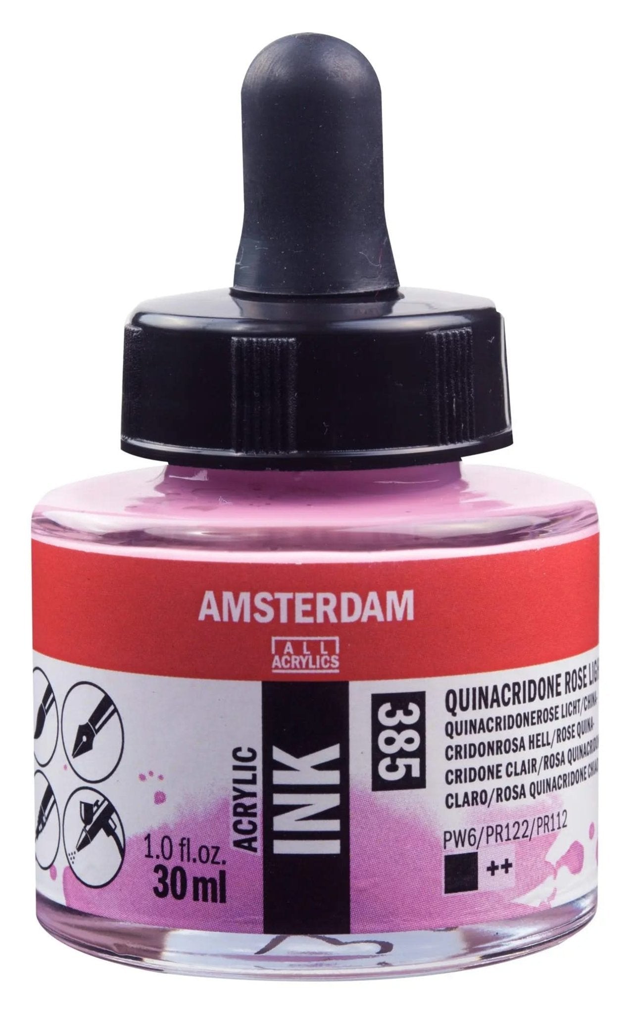 Amsterdam Acrylic Tinte Flasche 30 ml Chinacridonrosa Hell 385 - Kidis Art