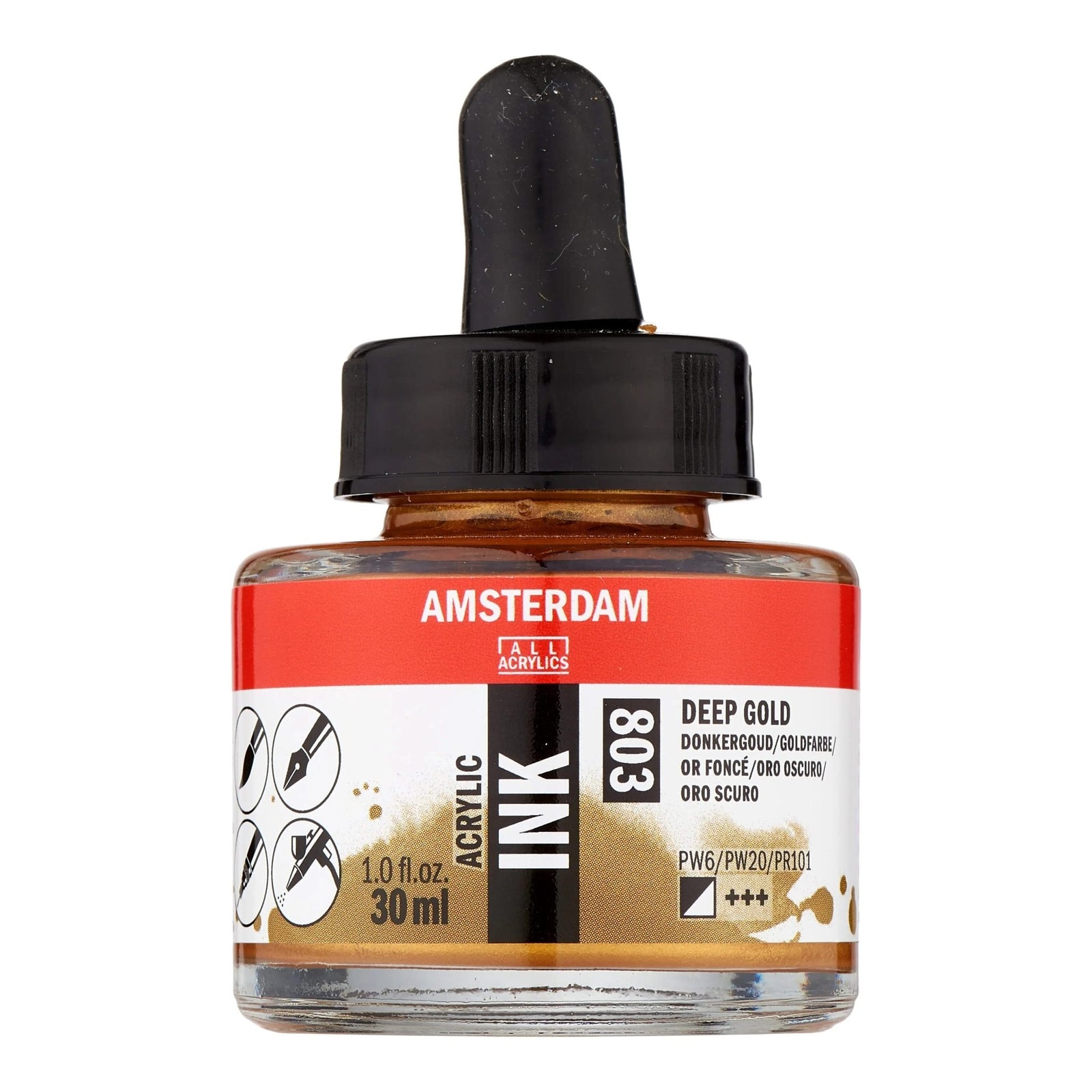 Amsterdam Acrylic Tinte Flasche 30 ml Goldfarbe 803 - Kidis Art