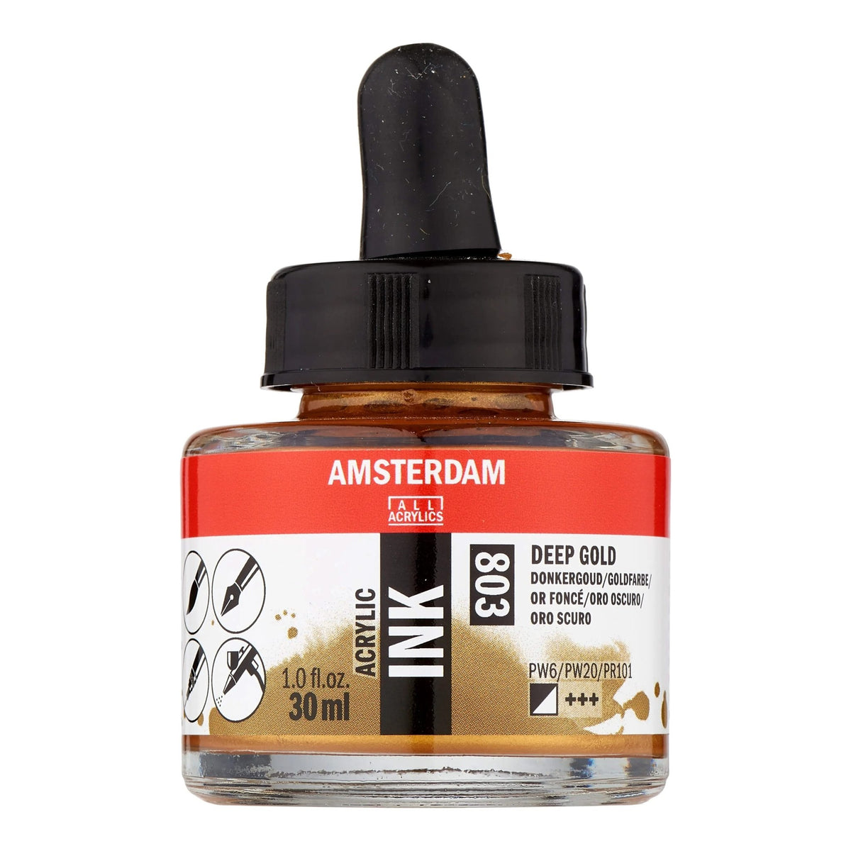 Amsterdam Acrylic Tinte Flasche 30 ml Goldfarbe 803 - Kidis Art