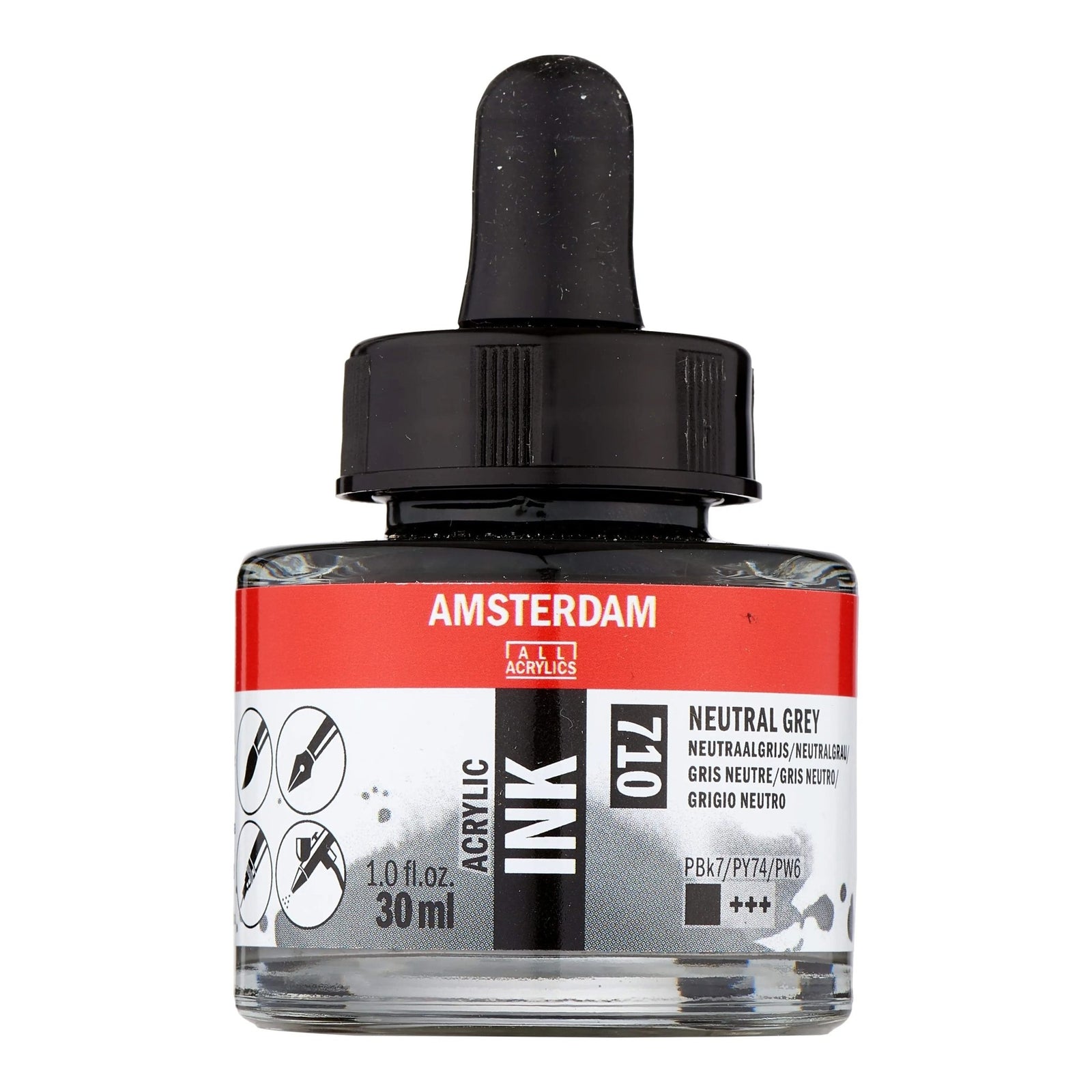 Amsterdam Acrylic Tinte Flasche 30 ml Neutralgrau 710 - Kidis Art