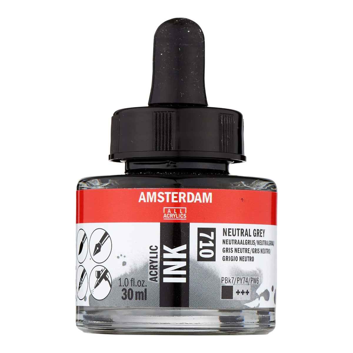 Amsterdam Acrylic Tinte Flasche 30 ml Neutralgrau 710 - Kidis Art