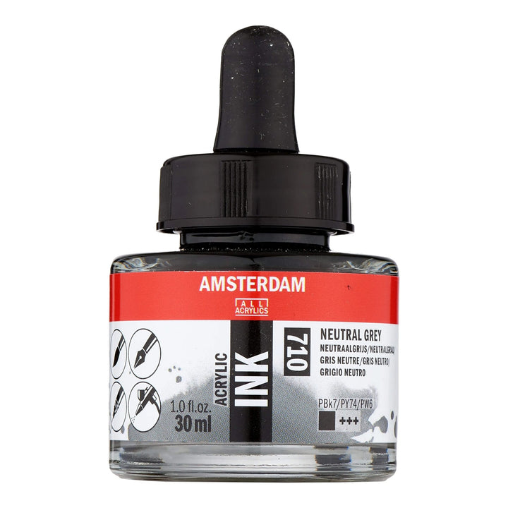 Amsterdam Acrylic Tinte Flasche 30 ml Neutralgrau 710 - Kidis Art