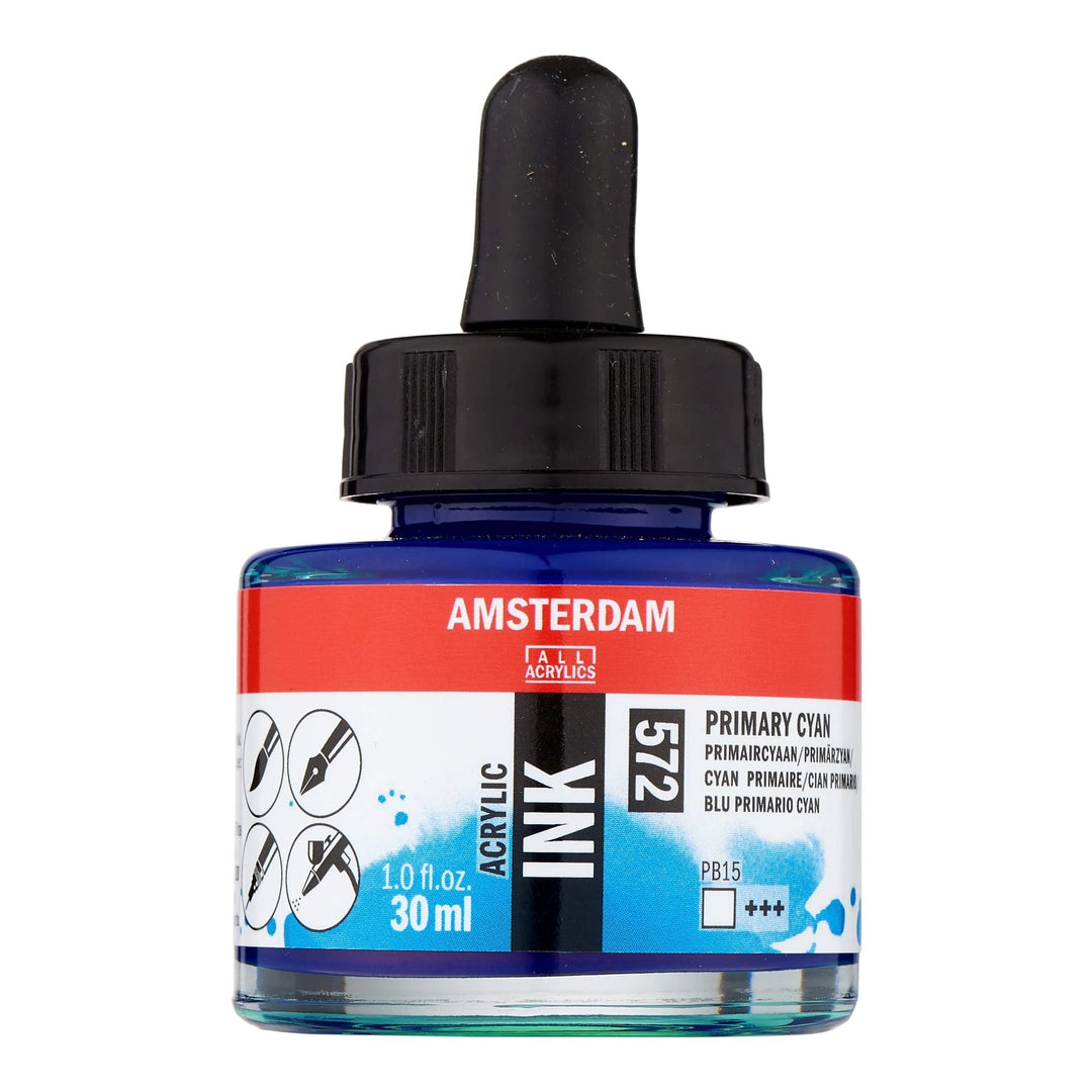 Amsterdam Acrylic Tinte Flasche 30 ml Primärzyan 572 - Kidis Art