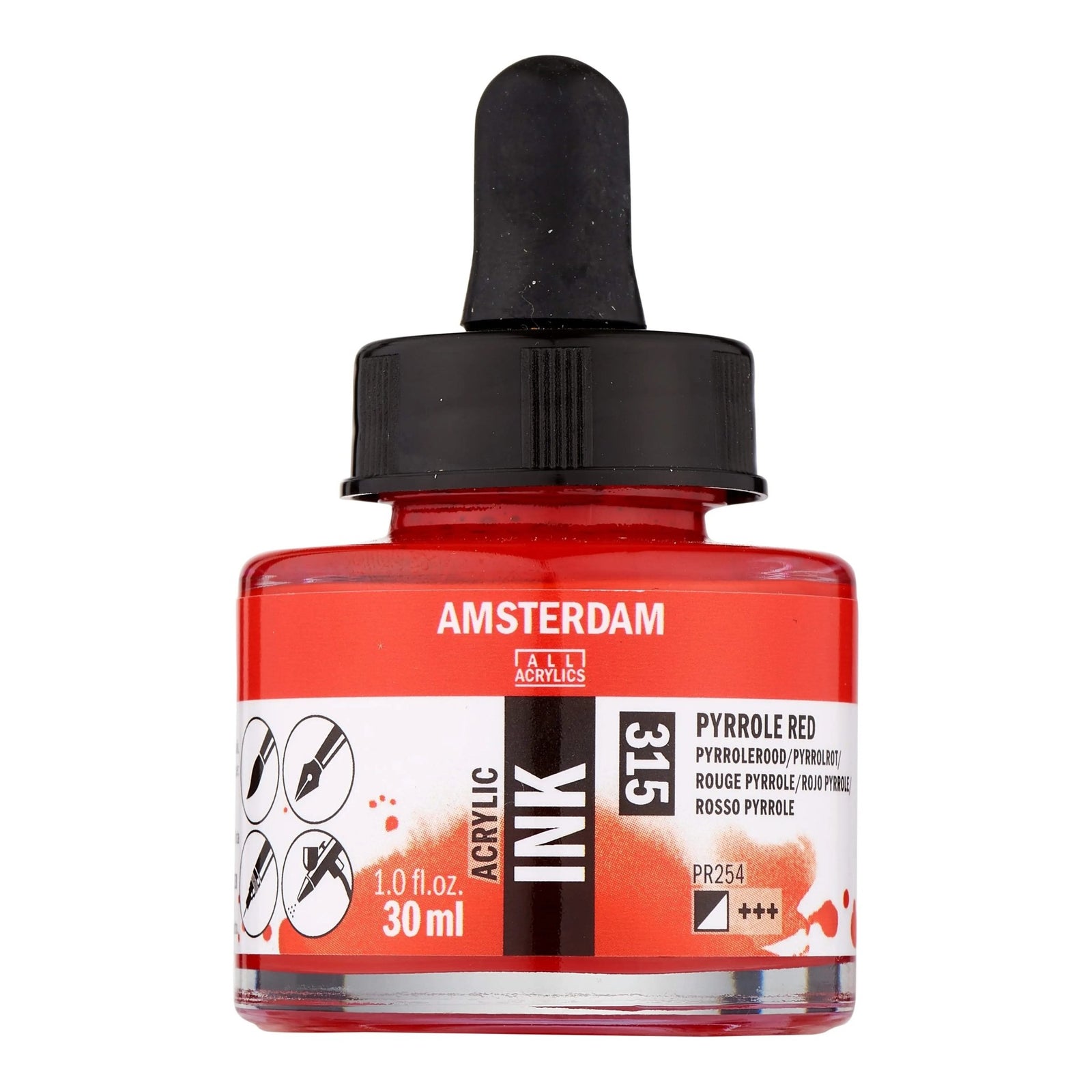 Amsterdam Acrylic Tinte Flasche 30 ml Pyrrolrot 315 - Kidis Art