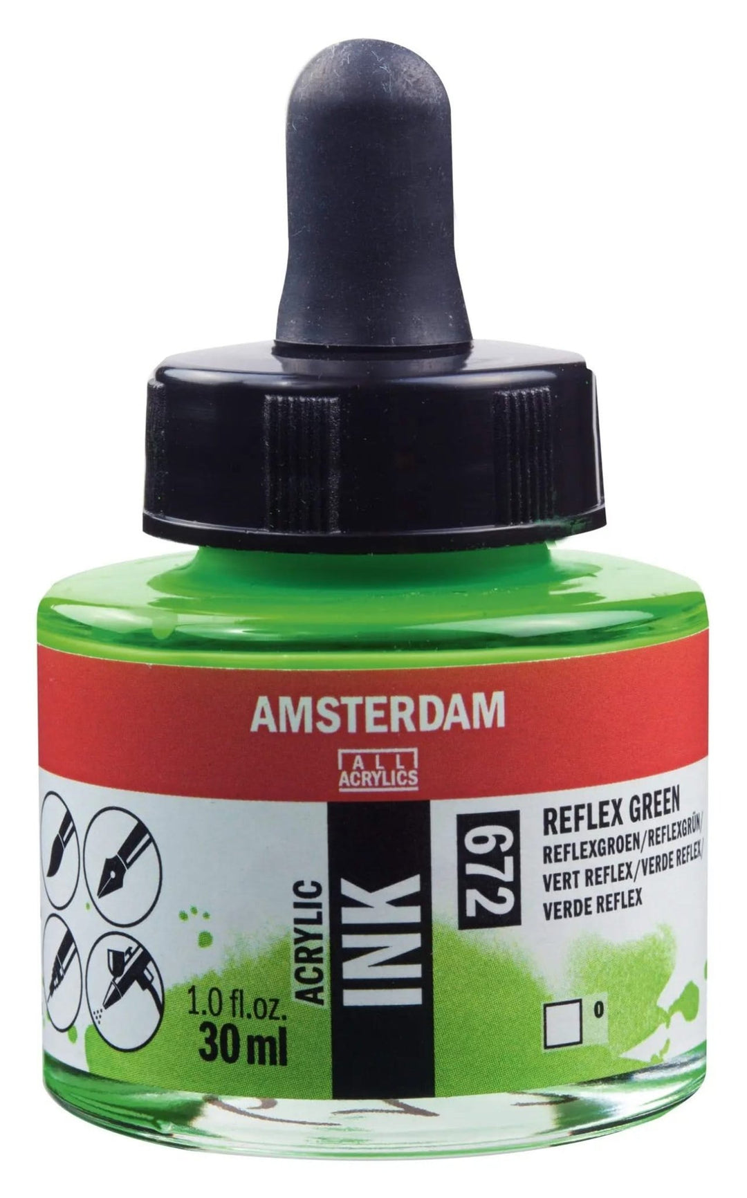 Amsterdam Acrylic Tinte Flasche 30 ml Reflexgrün 672 - Kidis Art