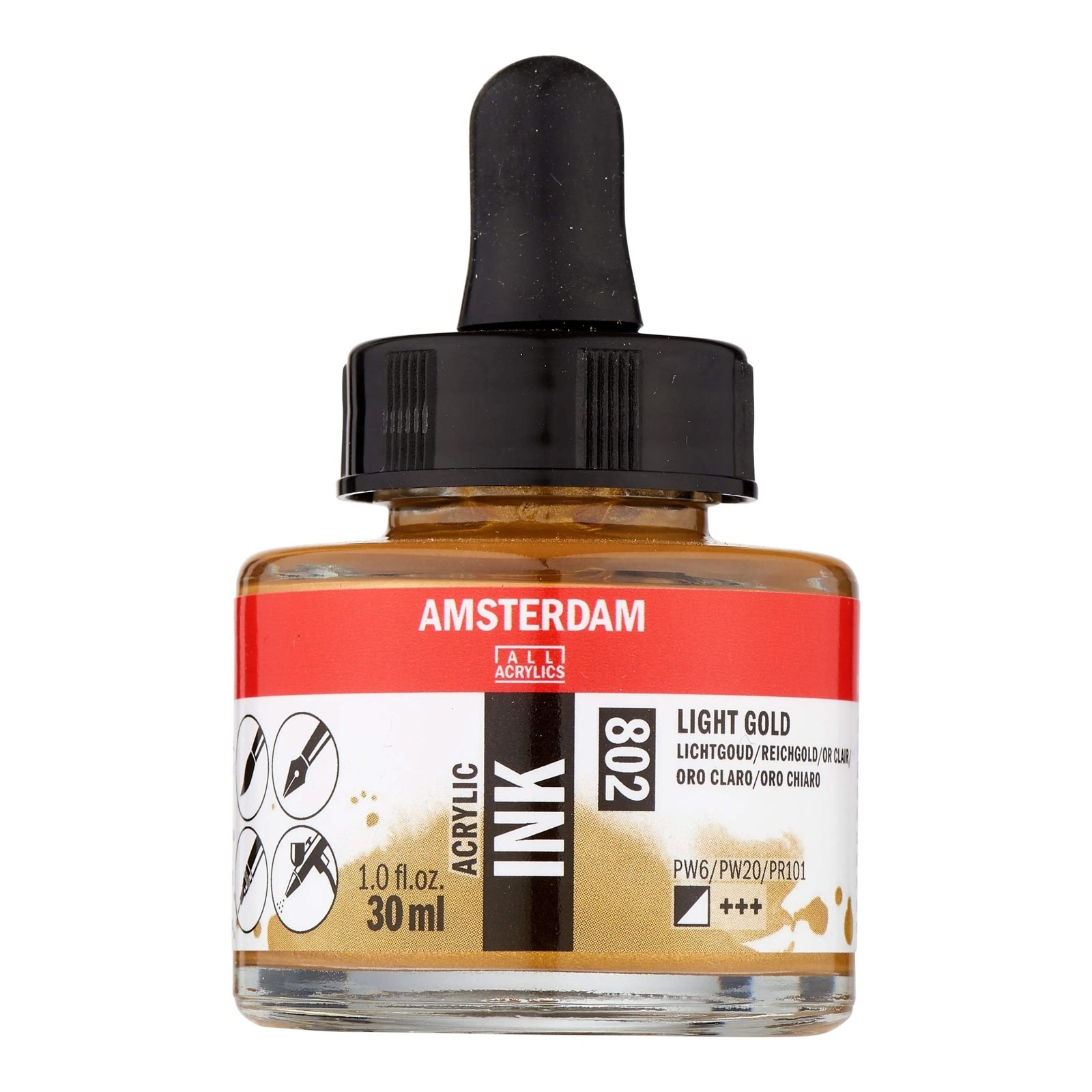 Amsterdam Acrylic Tinte Flasche 30 ml Reichgold 802 - Kidis Art