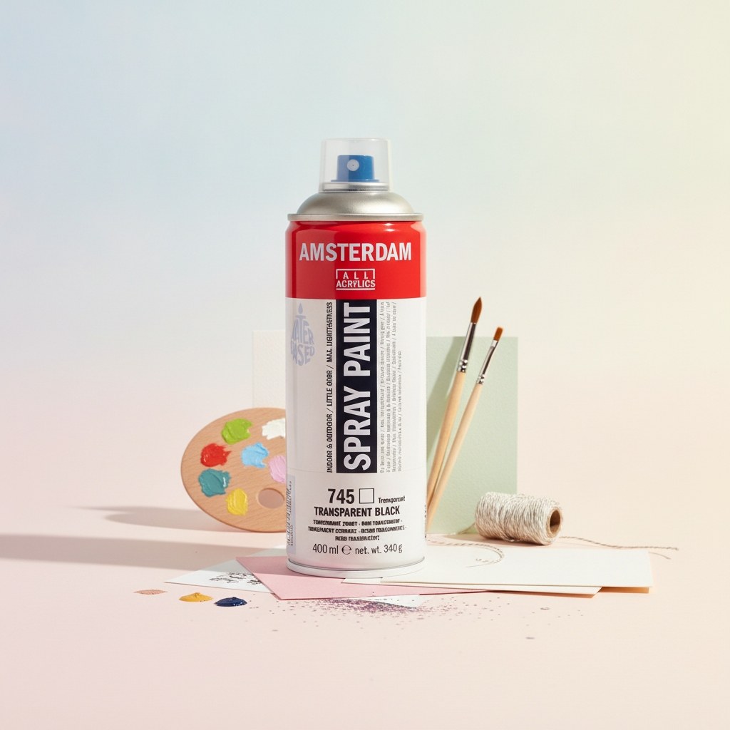 Amsterdam Sprühfarbe 400 ml Schwarz Transparent 745 - Kidis Art