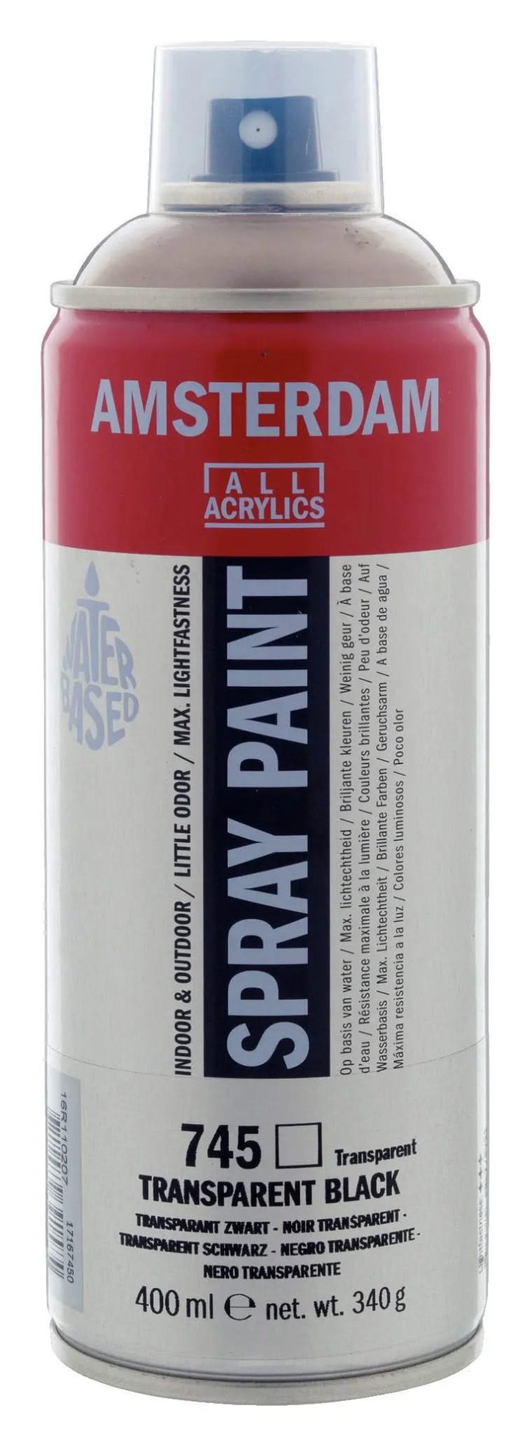 Amsterdam Sprühfarbe 400 ml Schwarz Transparent 745 - Kidis Art