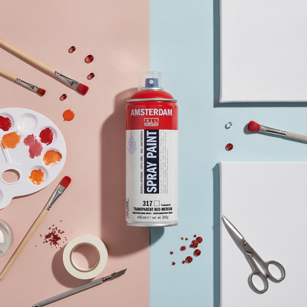 Amsterdam Sprühfarbe 400 ml Transparentrot Mittel 317 - Kidis Art