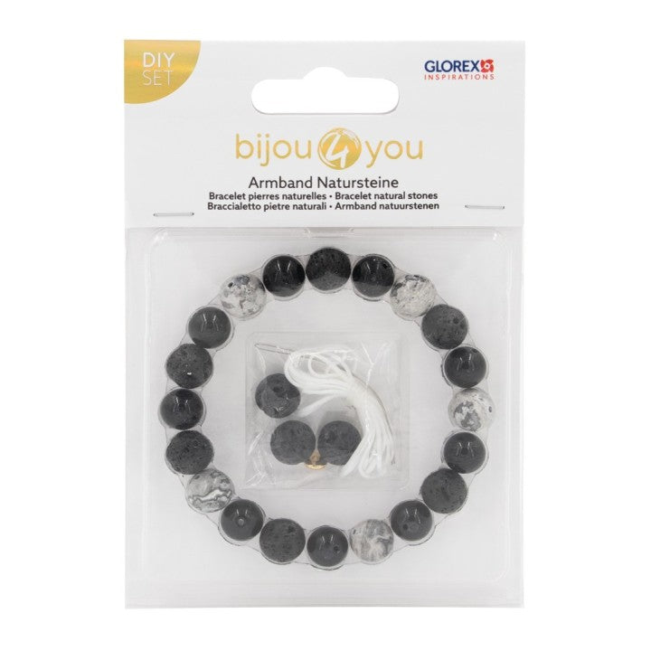 Armband, Naturstein, B/W DIY, 10mm