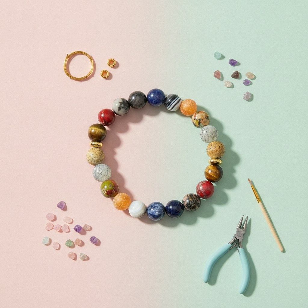 Armband, Naturstein, bunt DIY, 10mm - Kidis Art
