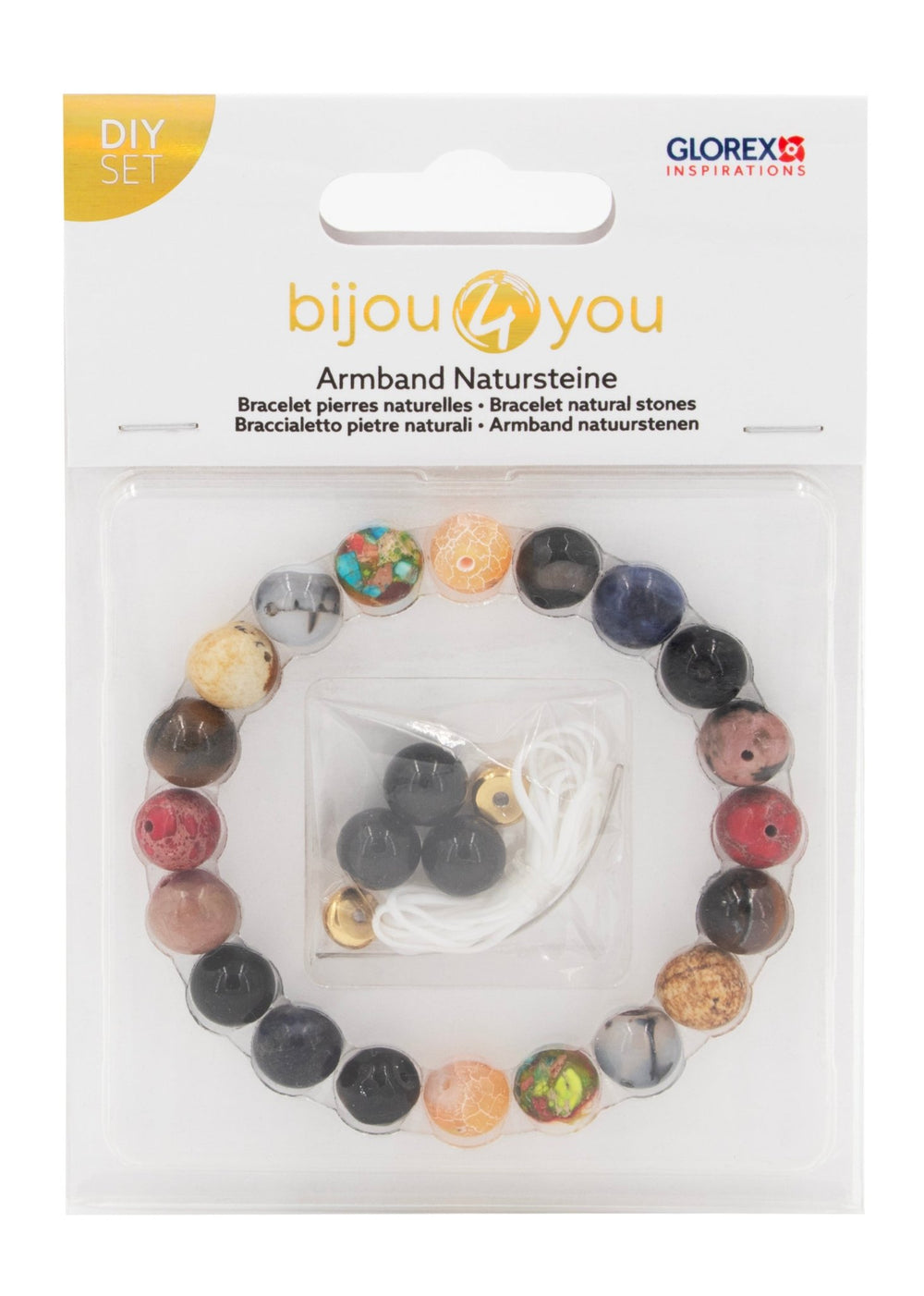 Armband, Naturstein, bunt DIY, 10mm - Kidis Art