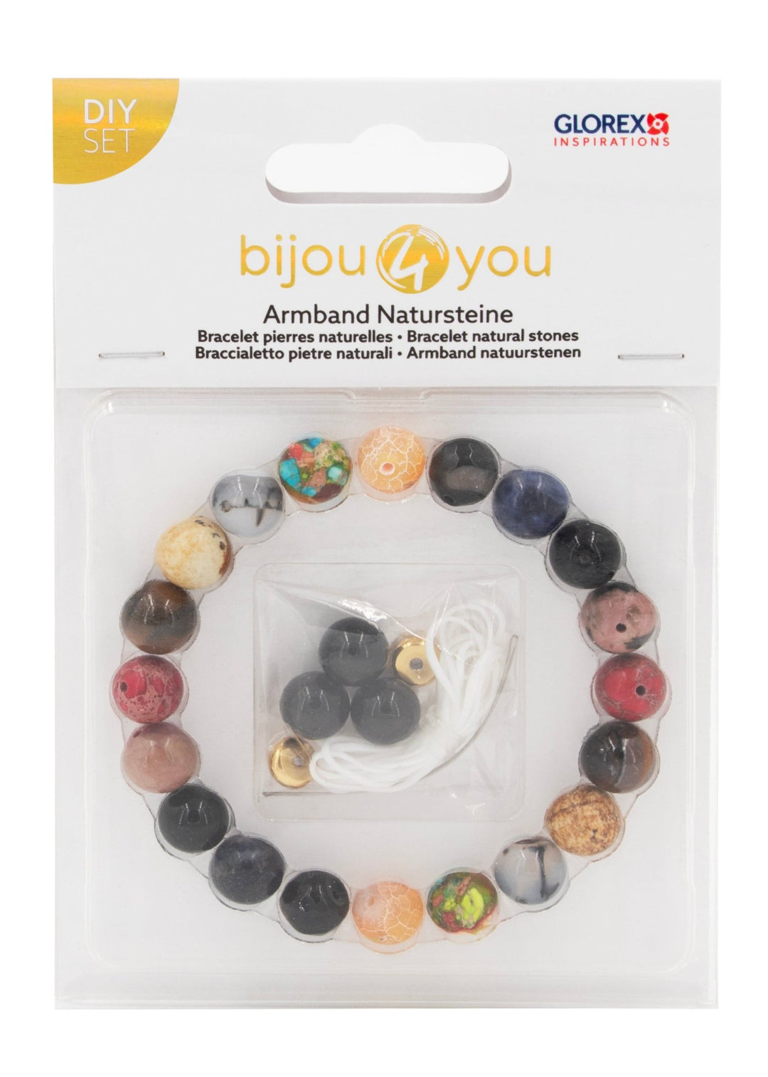 Armband, Naturstein, bunt DIY, 10mm - Kidis Art