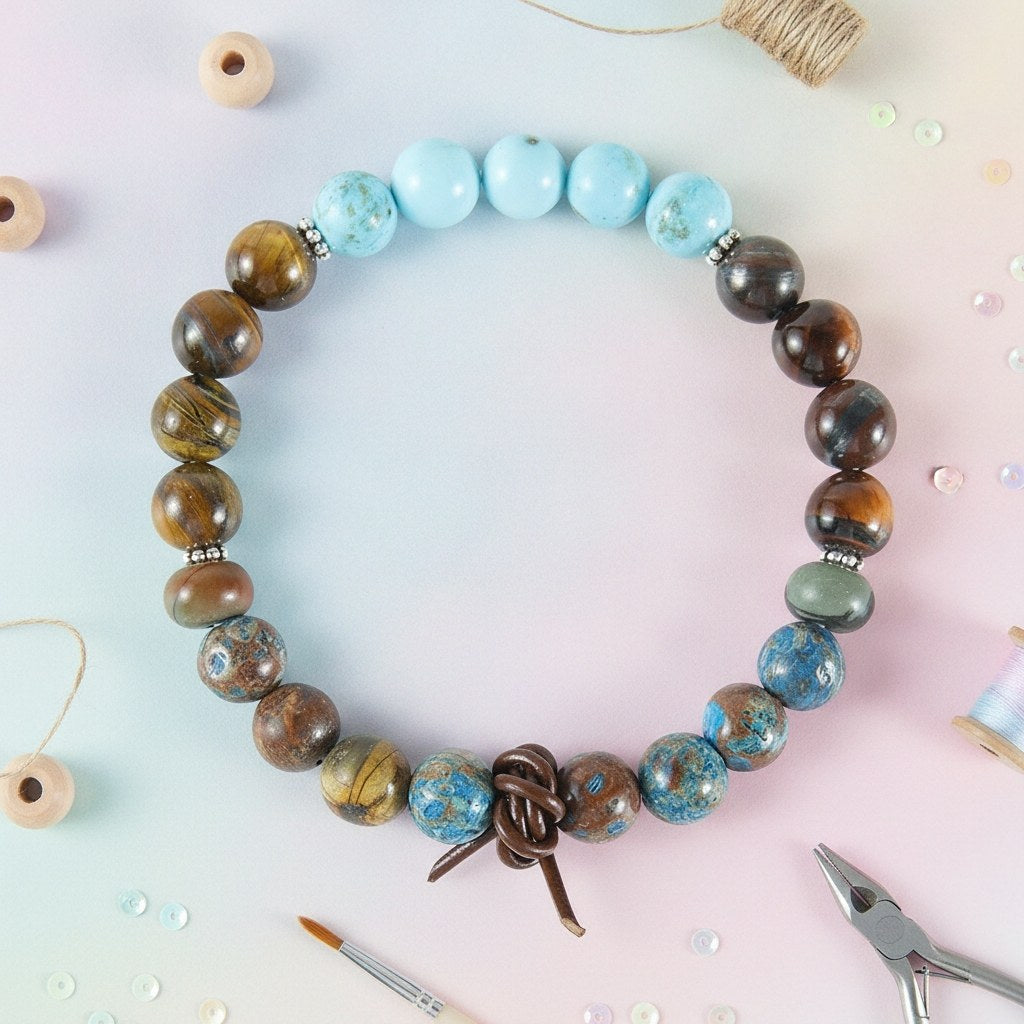Armband, Naturstein, bunt DIY, 8mm - Kidis Art