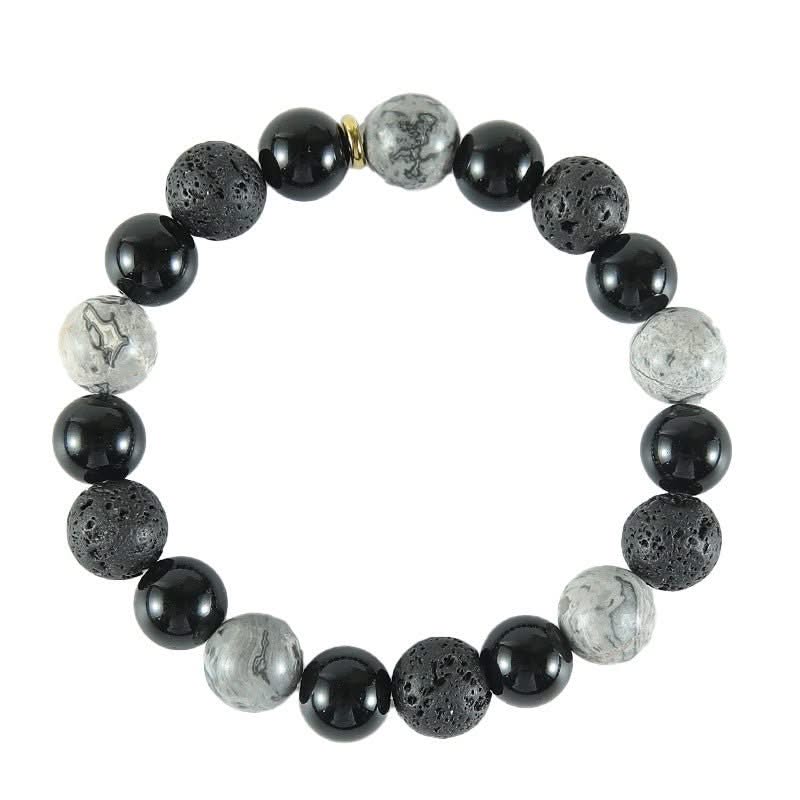 Armband, Naturstein, B/W DIY, 10mm - Kidis Art