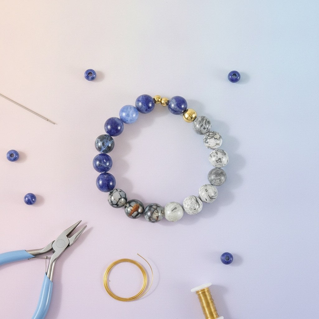 Armband, Naturstein, Marmor DIY, 10mm - Kidis Art