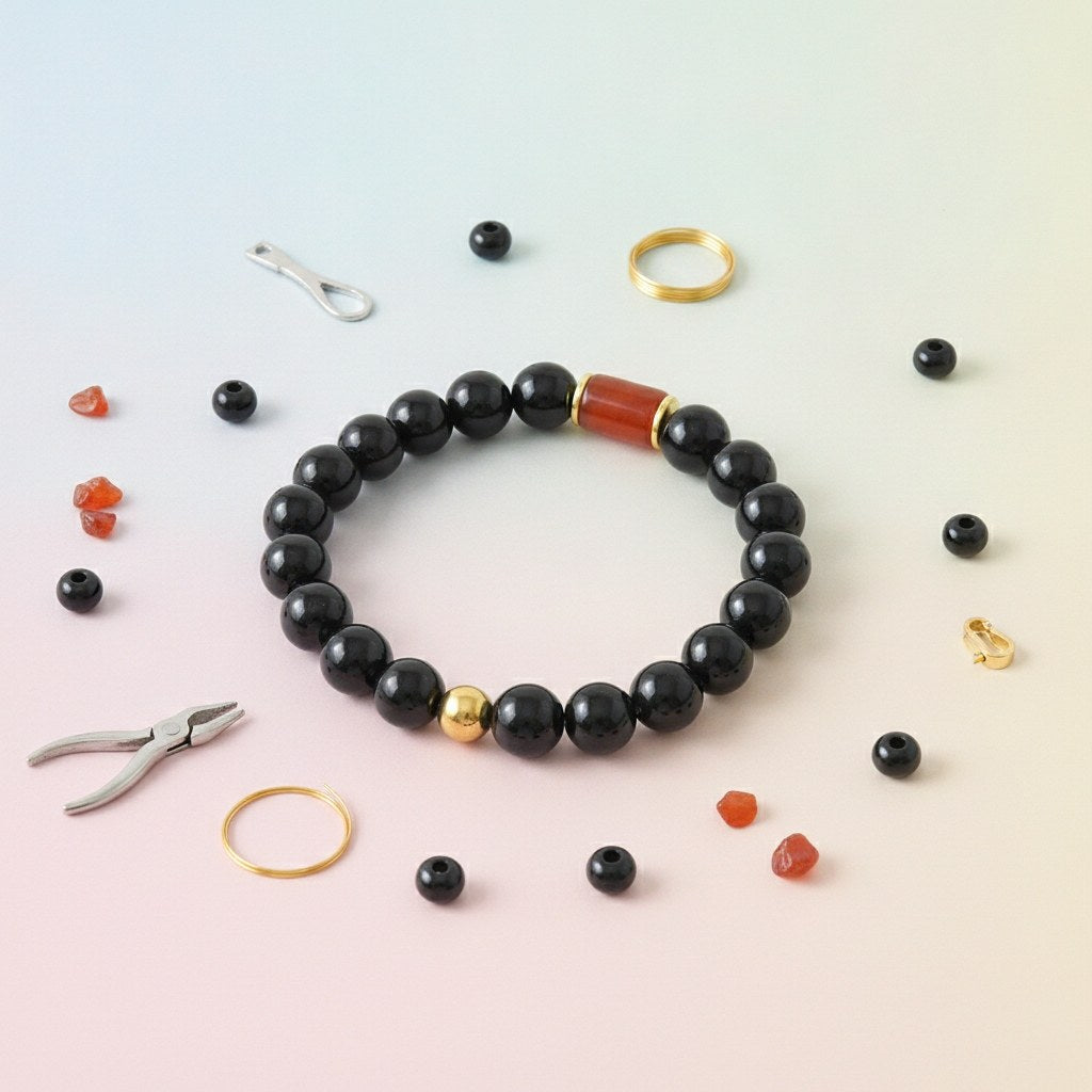 Armband, Naturstein, schwarz DIY, 10mm - Kidis Art