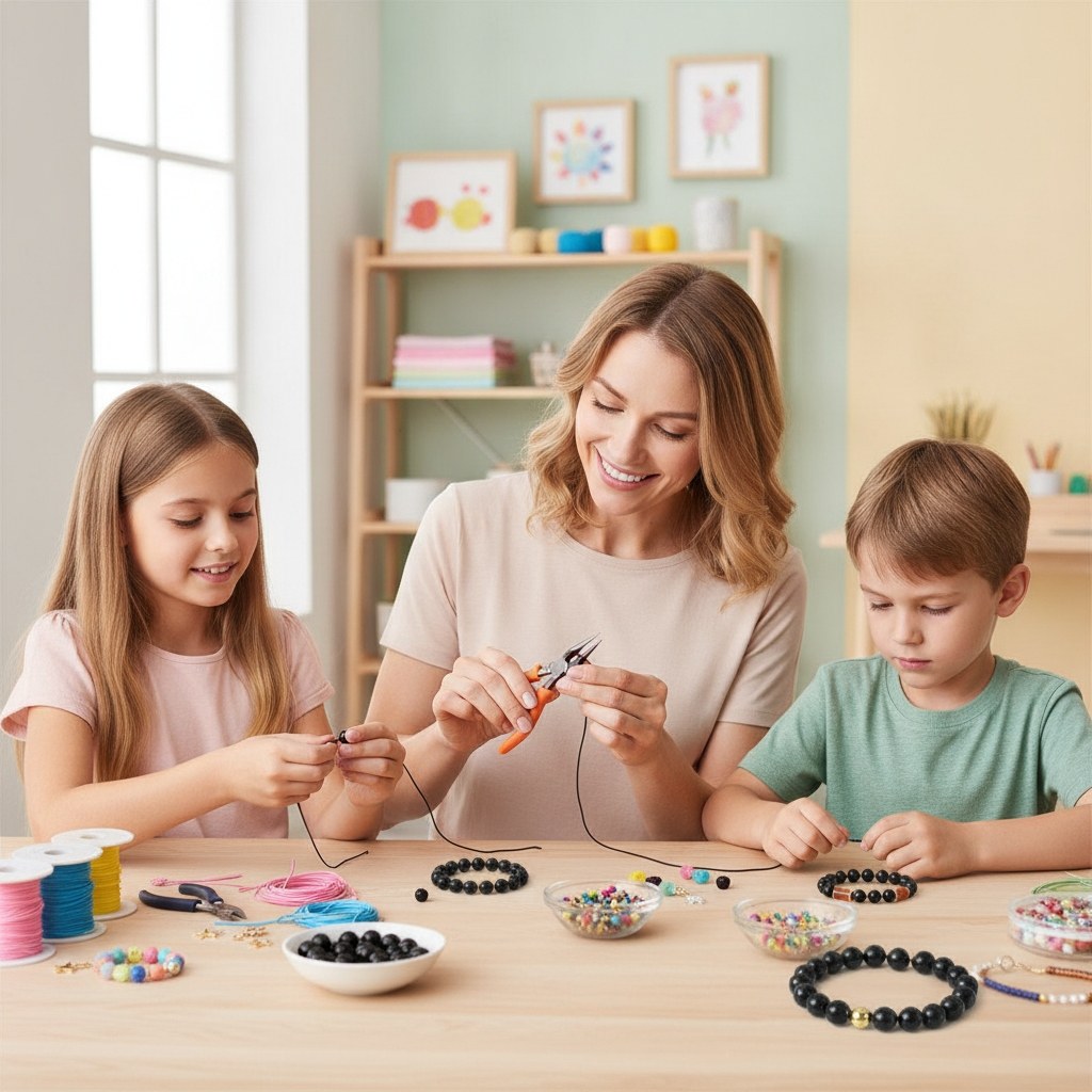 Armband, Naturstein, schwarz DIY, 10mm - Kidis Art