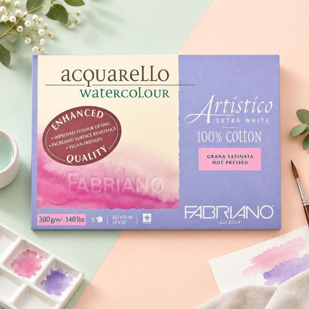 Generiert: [b329a7e8-7bcf-4ced-be48-8e63628441a2] Hauptbild – Fabriano Artistico - extra white - Block - 35,5x51cm - 300g - 15 Blatt - satiniert