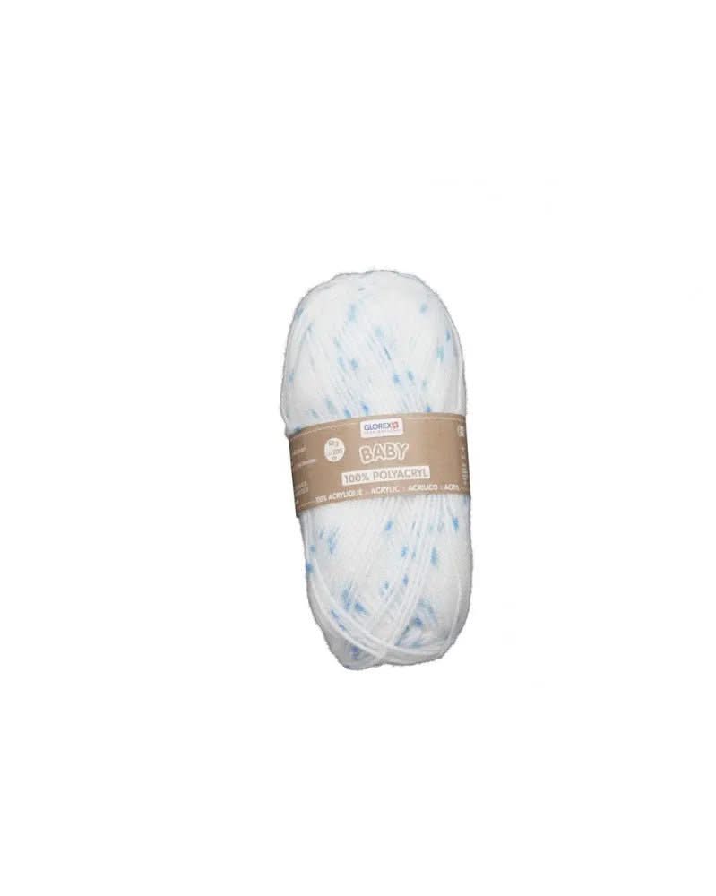 Baby 100% Acryl, 50g, weiss/blau gepunktet - Kidis Art