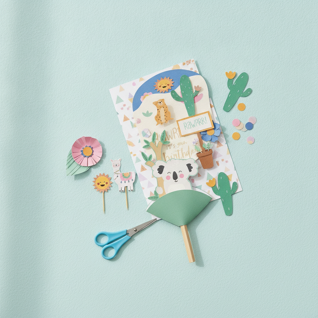 Bastelblock Sweet Safari 24x34cm, 27 Blatt, inkl Anleit - Kidis Art