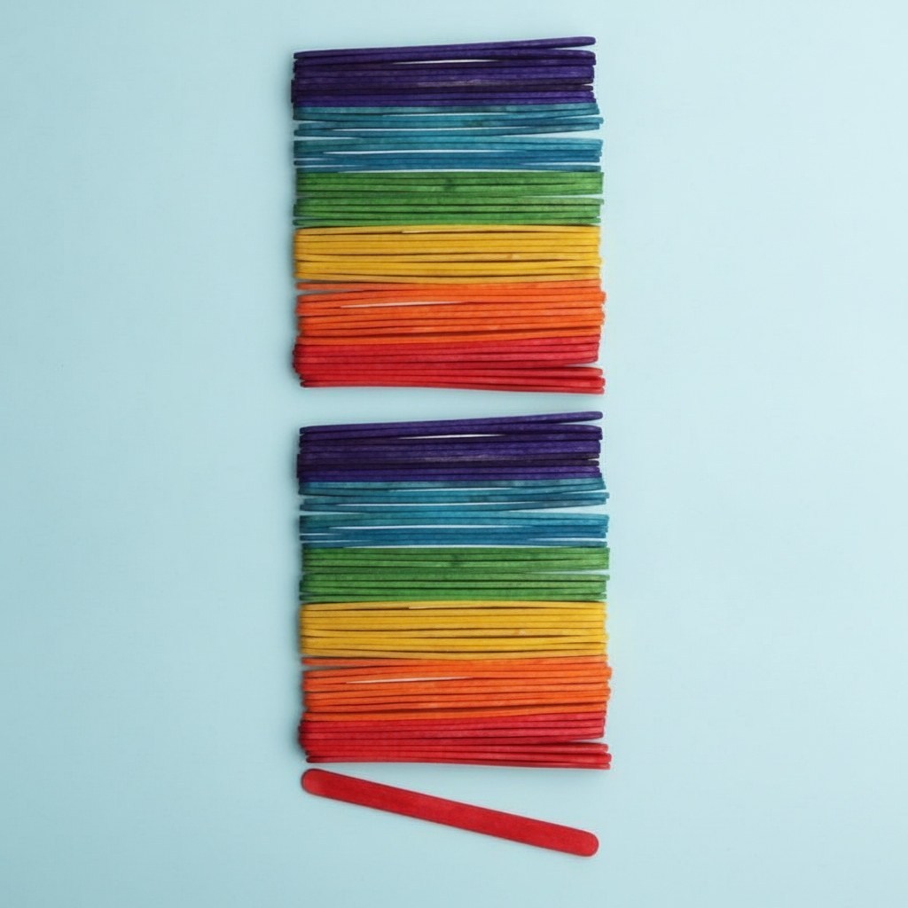 Bastelhölzer 10x114mm 100St farbig sortiert, FSC Schima - Kidis Art