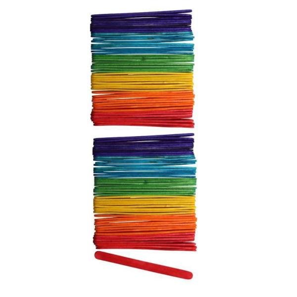 Bastelhölzer 10x114mm 100St farbig sortiert, FSC Schima - Kidis Art