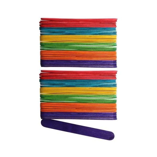 Bastelhölzer 18x150mm 100St farbig sortiert, FSC Schima - Kidis Art