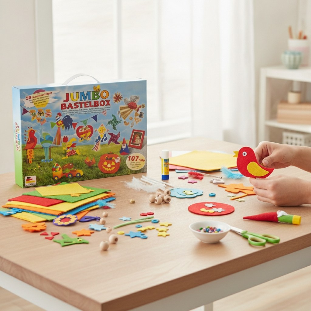 Bastelkoffer Jumbo, 107tlg mit 50 Bastelvorschlägen - Kidis Art