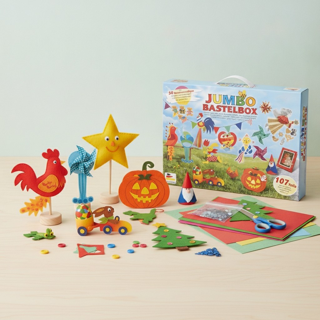Bastelkoffer Jumbo, 107tlg mit 50 Bastelvorschlägen - Kidis Art