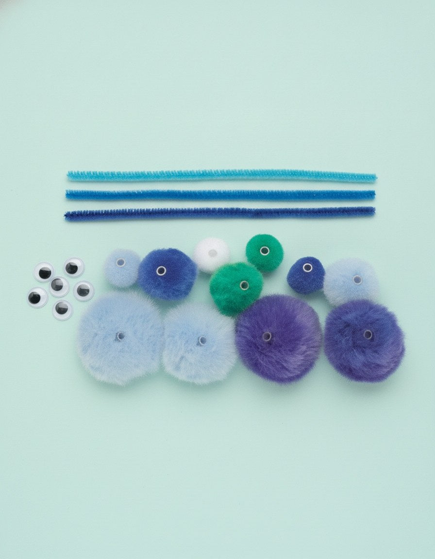 Bastelset Basic 56-teilig, blau mix 100% Acryl - Kidis Art