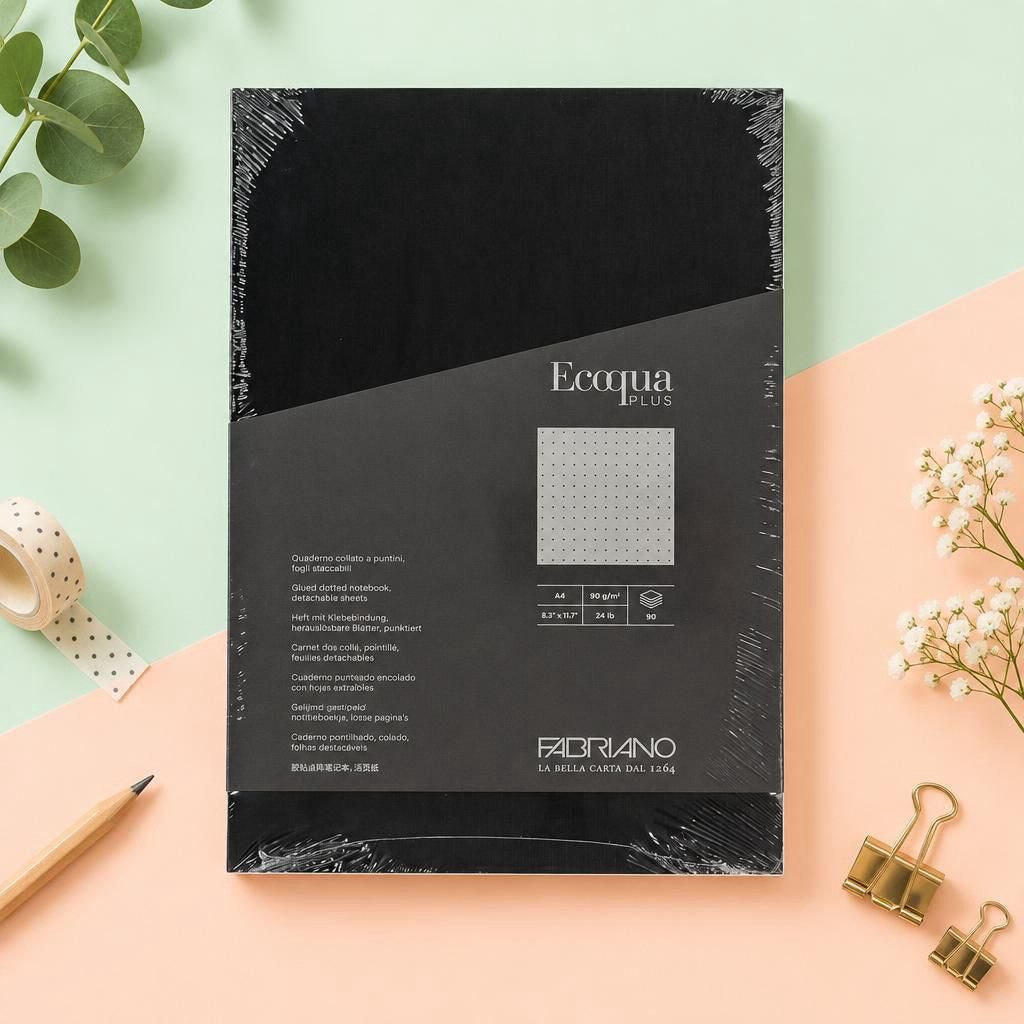 Generiert: [bf0c471a-915f-4db4-a5e2-8120c14f8a4c] Hauptbild – Fabriano Ecoqua Plus Block - nero - A4 - dots