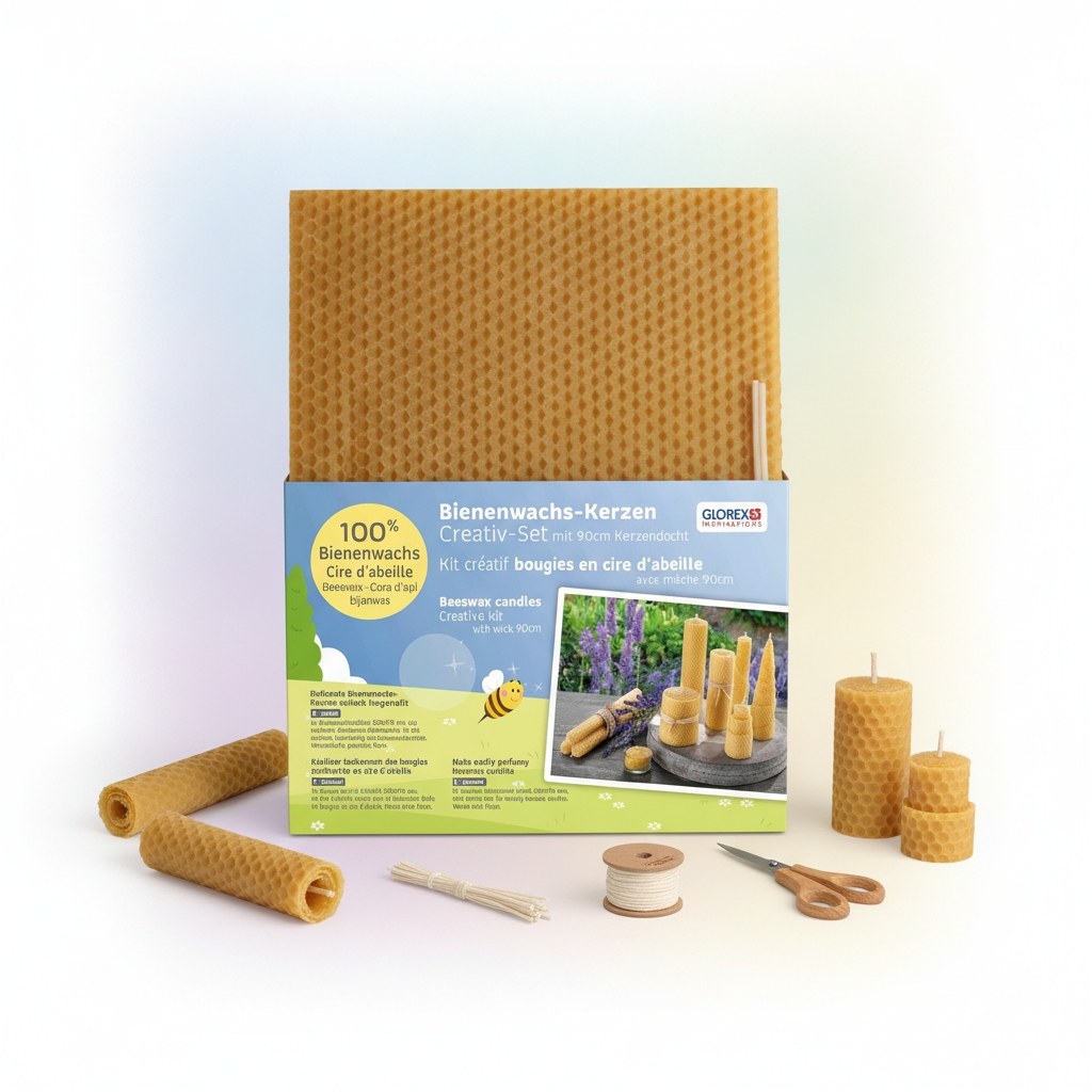 Bienenwachswaben 3 St. 220 x 170 mm m. Docht - Kidis Art
