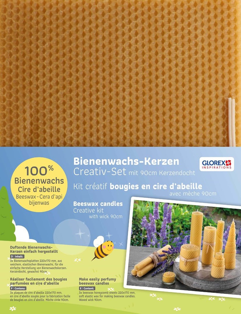 Bienenwachswaben 3 St. 220 x 170 mm m. Docht - Kidis Art