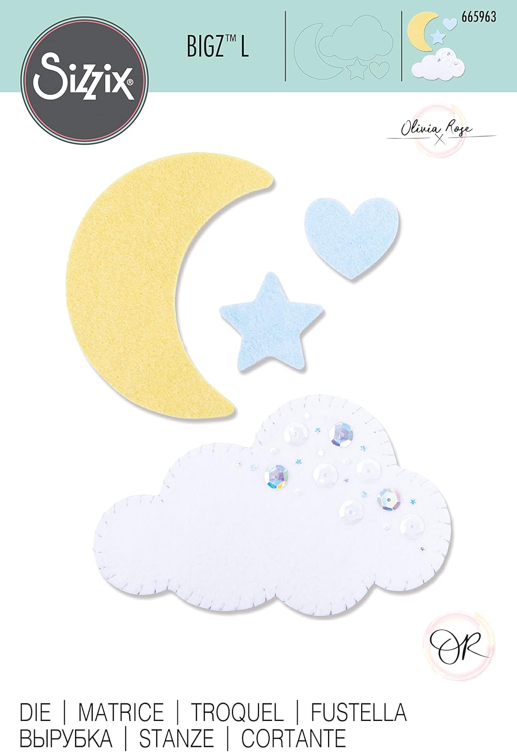 Bigz L Stanzset - Moon &amp; Cloud by Olivia Rose - Kidis Art