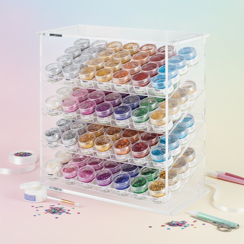 Bio-Glitter Display 112tlg mit 112 Farben in Acrylständer
