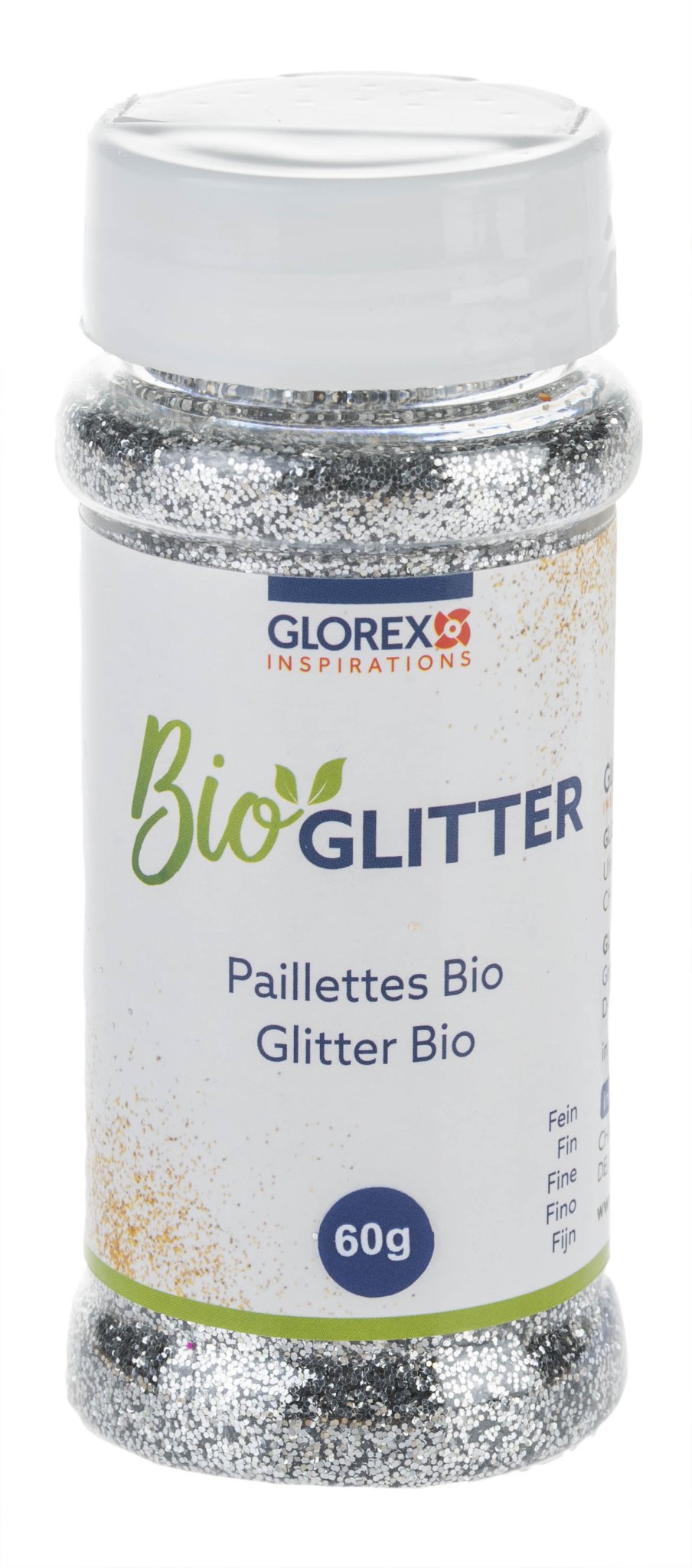 Bio Glitter fein, 60g silberfarben - Kidis Art