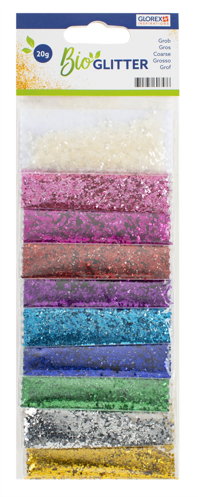 Bio Glitter grob, 10Fb., 20g bunt - Kidis Art