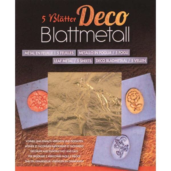 Blattmetall goldfarben 14x14 cm, 5 Blatt, 8-12my - Kidis Art