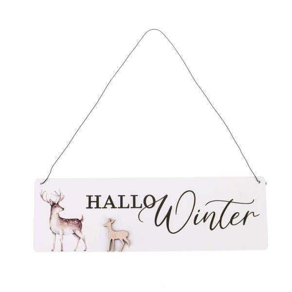 Blechschild Hallo Winter 8x25cm - Kidis Art