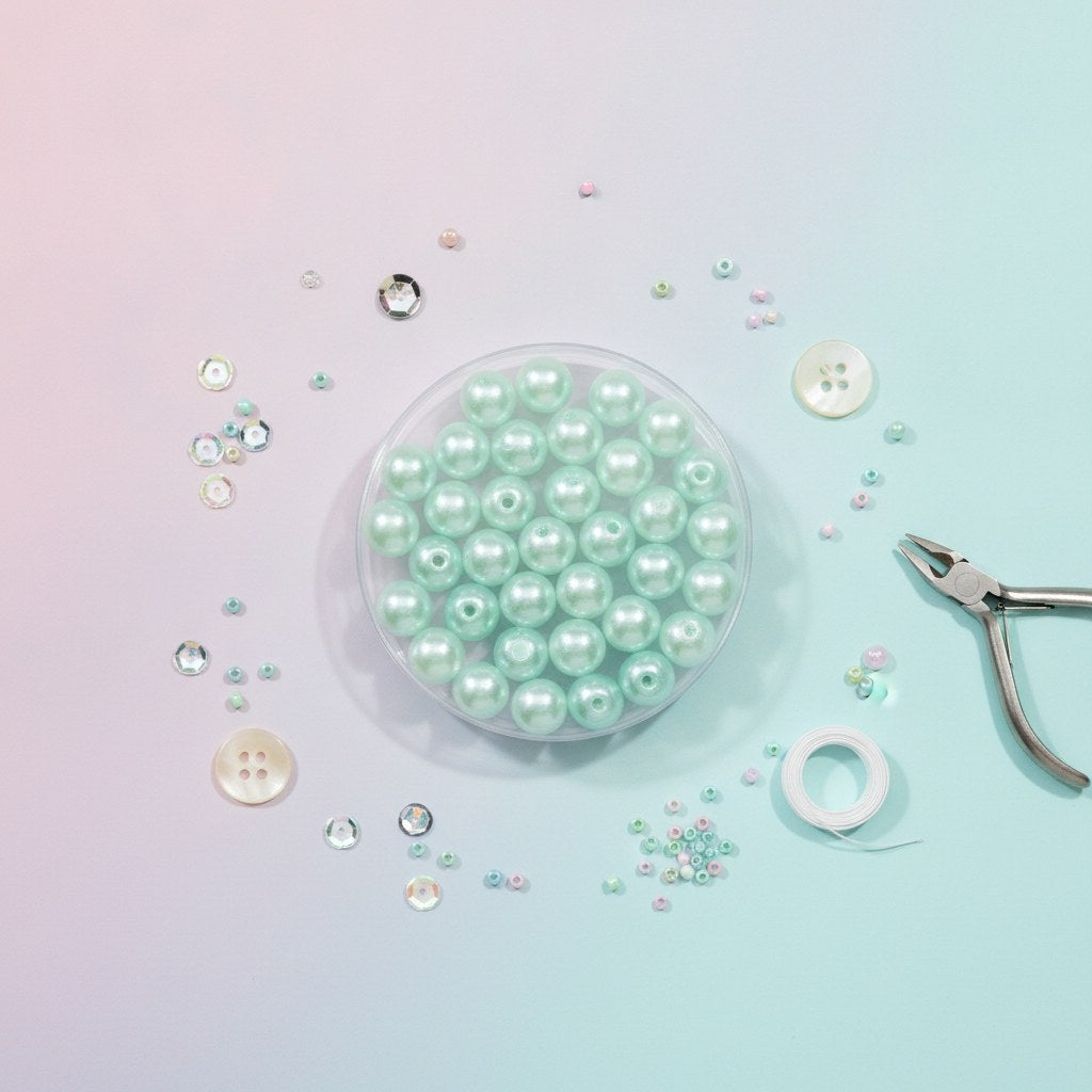 Böhmische Glasperle 6mm Wachs aqua 50St - Kidis Art