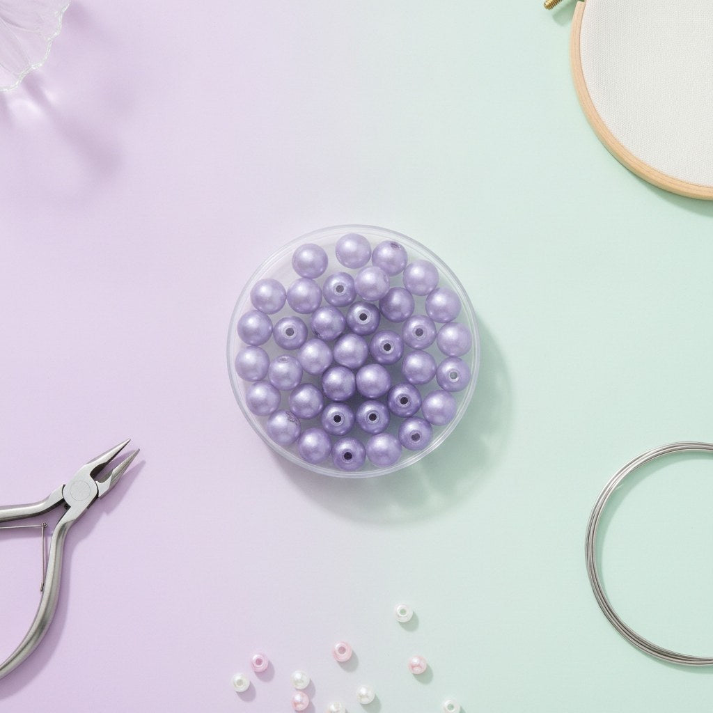 Böhmische Glasperle 6mm Wachs violett 50St - Kidis Art