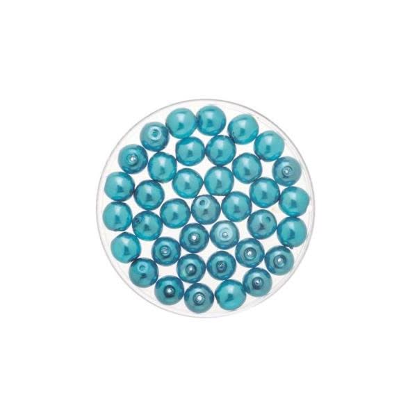 Böhmische Glasperle 4mm Wachs türkis 75St - Kidis Art