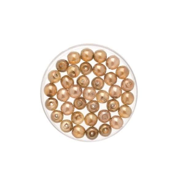 Böhmische Glasperle 6mm Wachs hellbraun 50St - Kidis Art
