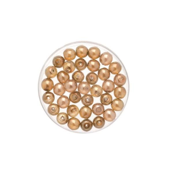 Böhmische Glasperle 6mm Wachs hellbraun 50St - Kidis Art