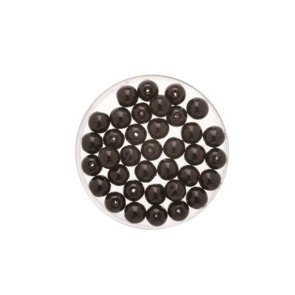 Böhmische Glasperle 6mm Wachs jet 50St - Kidis Art