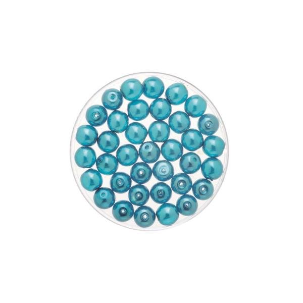 Böhmische Glasperle 6mm Wachs türkis 50St - Kidis Art